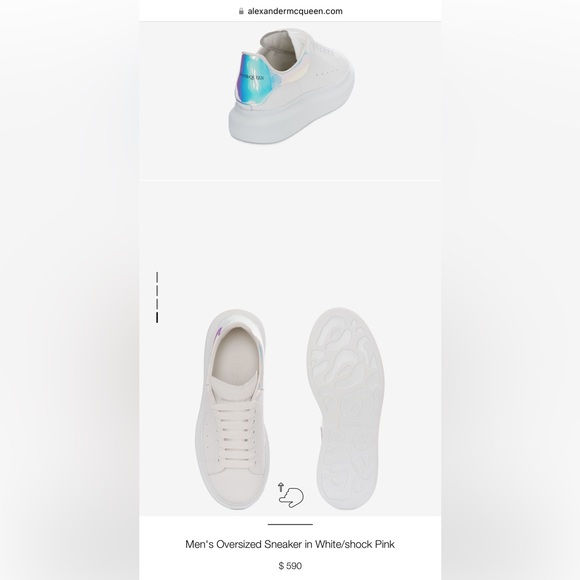 Alexander McQueen oversized sneaker in white/shock pink - Picture 4 of 13